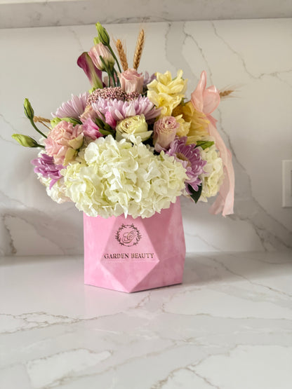 Pink soft and elegant tones of assorted flowers