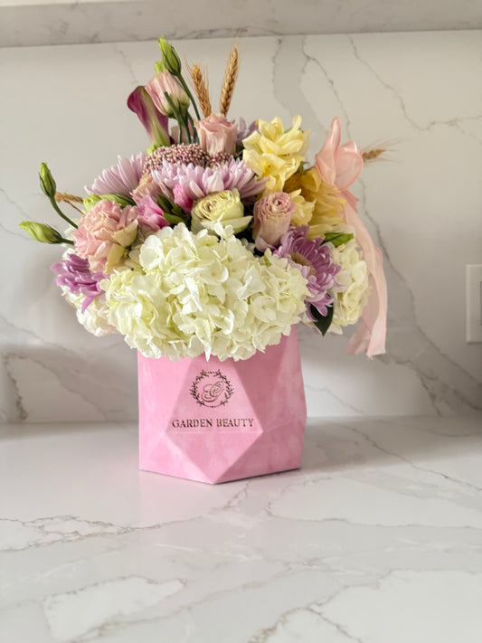 Pink soft and elegant tones of assorted flowers